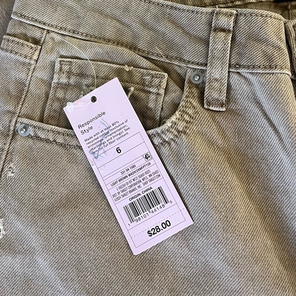 Wild Fable High Rise Straight Distressed Jeans Womens 6 Light Brown NWT - Picture 8 of 13